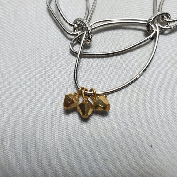 Bijou Silver Abstract Link Chain Necklace with gold faceted beads - Picture 6 of 9